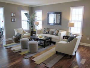 Rented living room furniture set for emergency housing arrangement